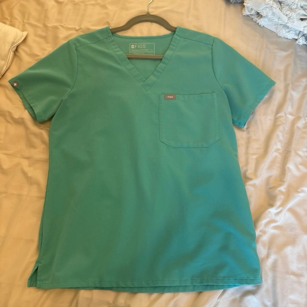 Figs Teal Scrub Top